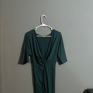 Elegant Green Wrap Dress